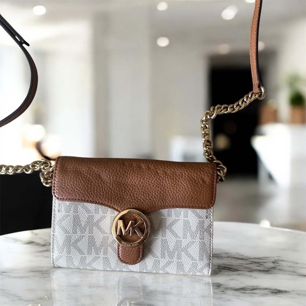 Michael Kors Tan and Cream Crossbody Bag